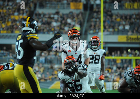 Pittsburgh, PA, USA. 30 Sep, 2019. Andy #14 Dalton während der Pittsburgh Steelers vs Cincinnati Bengals am Heinz Feld in Pittsburgh, PA. Jason Pohuski/CSM/Alamy leben Nachrichten Stockfoto