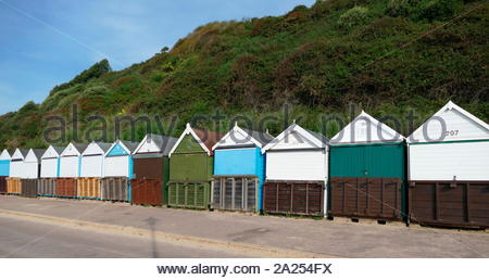 Beach Hut an Alum Chine, Dorsetshire, England. Eine traditionelle Anlage für Familie Urlaub am Meer diese Hütten Datum bis in die 1950er Jahre Stockfoto