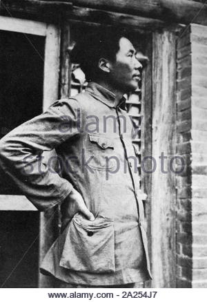Mao Zedong in Yenan während der langen März 1935. Der Lange Marsch war ein militärischer Rückzug der Roten Armee der Kommunistischen Partei Chinas, dem Vorläufer der Volksbefreiungsarmee, der Verfolgung der Kuomintang arm zu umgehen. Stockfoto