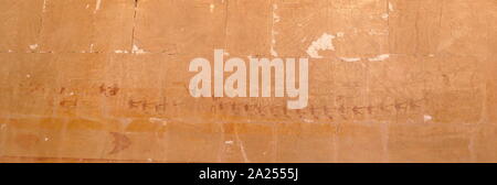 Wandrelief (lackiert), die die Ägyptischen Soldaten, von Hatschepsut's Expedition in das Land Punt. Tempel der Hatschepsut, in der Nähe von Luxor, Ägypten. Der totentempel und Grab stammt aus der achtzehnten Dynastie, und wurde von Senenmut, royal Steward und Architekt der Hatschepsut konzipiert. Es war im 15. Jahrhundert v. Chr. errichtet, während der achtzehnten Dynastie Stockfoto