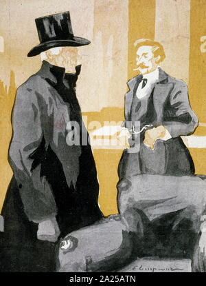 Abbildung vom Jahr 1906, in der französischen Zeitschrift, die zwei Männer im Gespräch Stockfoto