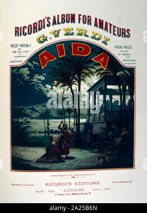 Abdeckung einer Partitur für "Aida" Oper von Giuseppe Verdi 1871. Ca. 1895 Stockfoto