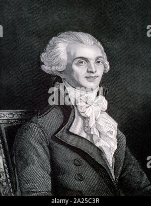 Maximilien Robespierre (1758 - 1794), französischer Jurist und Politiker, sowie einer der bekanntesten und einflussreichsten Persönlichkeiten mit der Französischen Revolution verbunden. Stockfoto