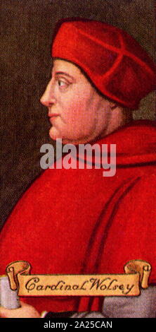 Kardinal Thomas Wolsey (C. 1473-1530), Erzbischof von York, Lordkanzler von England, war ein englischer Bischof, Staatsmann und ein Kardinal der Katholischen Kirche. Carreras zigarette Karte Stockfoto