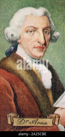 Thomas Augustine Arne (1710-1778), englischer Komponist. Er ist am besten für seine patriotische Lied Rule Britannia, eine Version von God Save the King, die die britische Nationalhymne wurde bekannt, Stockfoto