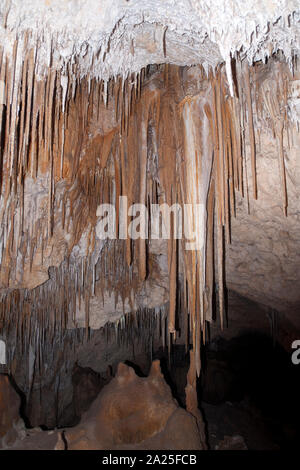 Kangaroo Island, Australien, Stalaktiten hängen von der Höhlendecke Stockfoto