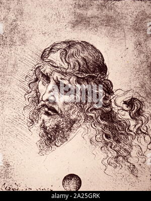 Studie von Christus für das Letzte Abendmahl von Leonardo da Vinci. Leonardo di ser Piero da Vinci (1452-1519), einem italienischen Universalgelehrten der Renaissance. Stockfoto