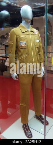 Anzug getragen durch sowjetische Kosmonaut V.A. Wie Janibekov arbeitete er in der Saljut-7 Station 1985 Stockfoto