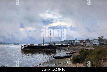 Gemälde mit dem Titel "Nach dem Regen. Plyos" von Isaak Levitan. Isaak Iljitsch Lewitan (1860-1900) einen klassischen russischen Landschaftsmaler. Stockfoto