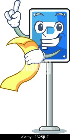 Mit Menü parken Schild cartoon isoliert das Maskottchen Stock Vektor