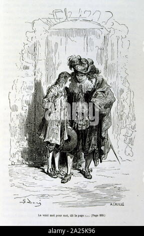 Illustrationen von Gustave Dore für "Le Capitaine Fracasse" von Pierre Théophile Gautier (1811-1872) französischer Schriftsteller, Dichter, Maler, Kunstkritiker. Gautier war ein Verteidiger der Romantik, Gautier Arbeit ist schwer zu klassifizieren und bleibt ein Bezugspunkt für viele spätere literarische Traditionen wie Parnassianism, Symbolik, der Dekadenz und der Moderne. Kapitän Fracasse (Le Capitaine Fracasse) ist ein Roman von 1863 der französische Schriftsteller Théophile Gautier. Es ist ein Abenteuer Roman im siebzehnten Jahrhundert. Stockfoto