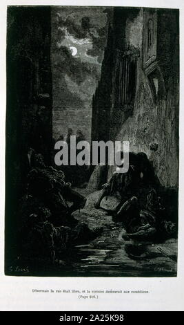 Illustrationen von Gustave Dore für "Le Capitaine Fracasse" von Pierre Théophile Gautier (1811-1872) französischer Schriftsteller, Dichter, Maler, Kunstkritiker. Gautier war ein Verteidiger der Romantik, Gautier Arbeit ist schwer zu klassifizieren und bleibt ein Bezugspunkt für viele spätere literarische Traditionen wie Parnassianism, Symbolik, der Dekadenz und der Moderne. Kapitän Fracasse (Le Capitaine Fracasse) ist ein Roman von 1863 der französische Schriftsteller Théophile Gautier. Es ist ein Abenteuer Roman im siebzehnten Jahrhundert. Stockfoto