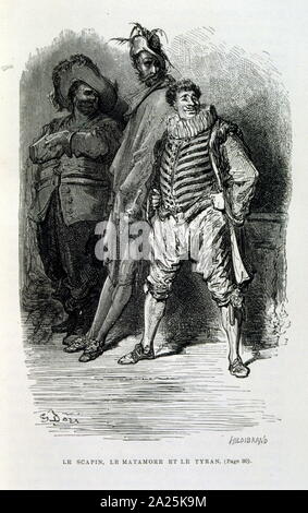 Illustrationen von Gustave Dore für "Le Capitaine Fracasse" von Pierre Théophile Gautier (1811-1872) französischer Schriftsteller, Dichter, Maler, Kunstkritiker. Gautier war ein Verteidiger der Romantik, Gautier Arbeit ist schwer zu klassifizieren und bleibt ein Bezugspunkt für viele spätere literarische Traditionen wie Parnassianism, Symbolik, der Dekadenz und der Moderne. Kapitän Fracasse (Le Capitaine Fracasse) ist ein Roman von 1863 der französische Schriftsteller Théophile Gautier. Es ist ein Abenteuer Roman im siebzehnten Jahrhundert. Stockfoto