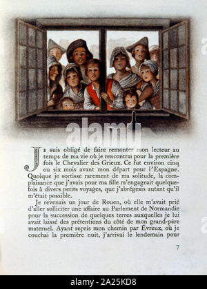 Illustration aus einer Ausgabe 1942 von L'Histoire du Chevalier Des Grieux, durch Abbe Prevost. Stockfoto