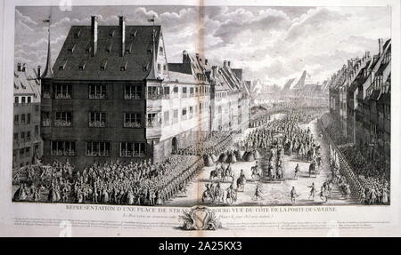 18 Abbildung von Ludwig XV., König von Frankreich, König 1715-1774 Bearbeitung durch die Rue de Strasbourg, Paris. Louis XV (15. Februar 1710 bis zum 10. Mai 1774), bekannt als Louis die Geliebte, ein Monarch aus dem Haus Bourbon war, der als König von Frankreich vom 1. September 1715 bis zu seinem Tod 1774 regierte Stockfoto