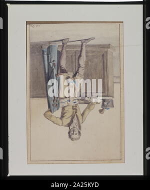 Aquarell von Jacques Louis David Abbildung eines französischen Revolutionären Abbildung in die Kleidung der Epoche. ca. 1792. Jacques-Louis David (1748 - 1825) war ein französischer Maler im neoklassizistischen Stil Stockfoto