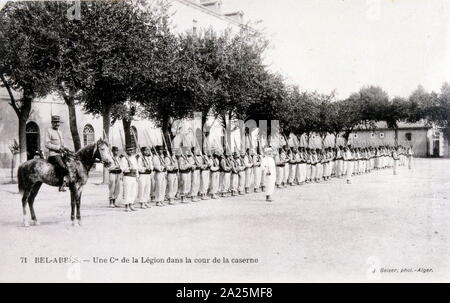Französische Legionär kolonialen Band auf der Parade in Sidi Bel Abbès, Algerien. Postkarte 1910 Stockfoto