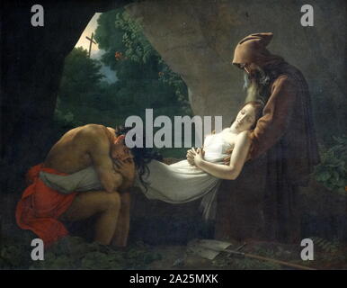 Gemälde mit dem Titel "atala am Grab" von anne-louis Girodet de Roussy-Trioson. Anne-Louis Girodet-Trioson (1767-1824), französischer Maler und Schüler von Jacques-Louis David. Stockfoto