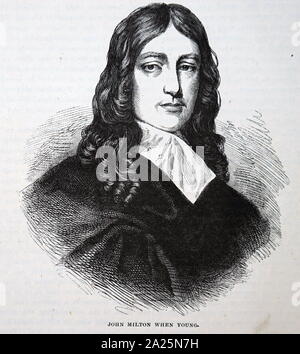 Portrait einer jungen John Milton (1608-1674) ein englischer Dichter, Polemiker, Literaten und Beamten für den Commonwealth von England unter Oliver Cromwell. Stockfoto