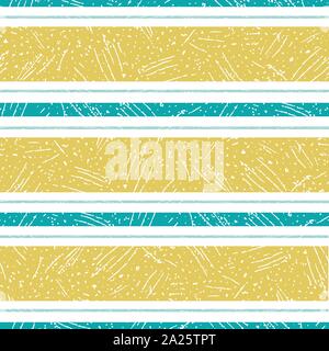 Moderne Safran Farbe und Aqua Blue Stripe Design mit geätzten Struktur. Die nahtlose Vektor geometrische Muster auf weißem Hintergrund. Tolle Wellness Produkte Stock Vektor