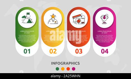 Vektor modernen Infografik flachbild Vorlage pin für vier Papieretikett, Diagramm, Grafik, Präsentation. Business Konzept mit 4 Optionen und markiert. Leerzeichen Stock Vektor