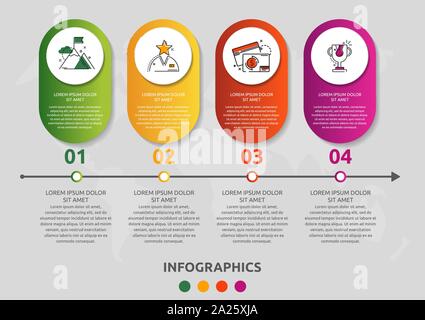 Vektor modernen Infografik flachbild Vorlage pin für vier Papieretikett, Diagramm, Grafik, Präsentation. Business Konzept mit 4 Optionen und markiert. Leerzeichen Stock Vektor