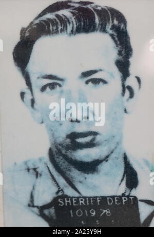Polizeifoto von Clyde Barrow. Clyde Chestnut Barrow (1909-1934), Ein amerikanischer Verbrecher, um die mittleren Staaten der USA mit Bonnie Parker und ihrer Bande während der Großen Depression gereist. Stockfoto