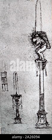 Zeichnung für den Kopf der Madonna; 1475; Feder und Tinte von Leonardo da Vinci (1452-1519), italienischer Künstler und Universalgelehrten. Stockfoto