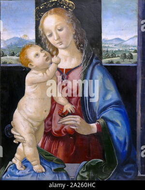 Madonna mit Kind und ein Granatapfel, 1475-1480, Öl auf Pappelholz panel, von Leonardo da Vinci (1452-1519), italienischer Künstler und Universalgelehrten Stockfoto