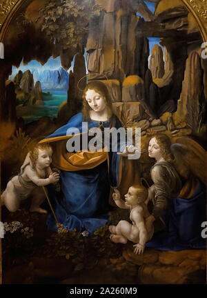 Madonna in der Felsengrotte (London Version), 1508, Öl auf Leinwand von Leonardo da Vinci (April 1452 - Mai 1519), ein italienischer Universalgelehrten der Renaissance. Stockfoto