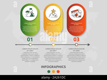 Vektor modernen Infografik flachbild Vorlage pin für drei Papieretikett, Diagramm, Grafik, Präsentation. Business Konzept mit 3 Optionen und markiert. Leere spac Stock Vektor