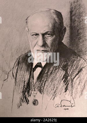 Sigmund Freud (1856 - 23. September 1939); österreichischer Neurologe und Begründer der Psychoanalyse. Martha Bernays (1861-1951). Porträt von Ferdinand Schmutzer 1926 Stockfoto