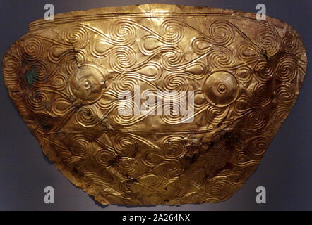 Gold sheet, aus dem Kreis ein, ein aus dem 16. Jahrhundert v. Chr. royal Friedhof, der Bronzezeit Zitadelle von Mykene im Süden Griechenlands. Charakteristisch für die frühe Phase der mykenischen Zivilisation Stockfoto
