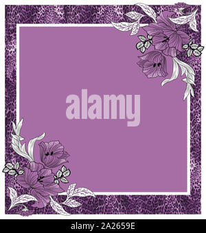 Schal Blumen mit tierischen Haut. Braun Muster. Stockfoto