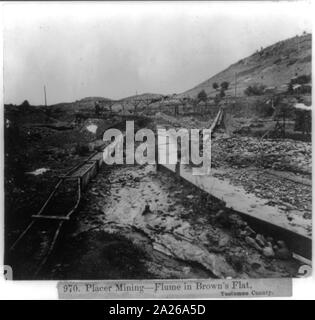 Placer Mining - Flume in Browns Flach, Tuolumne County Stockfoto