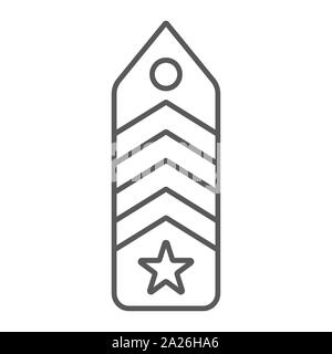 Militärische Chevron dünne Linie Symbol, Uniformen und Abzeichen, Army Abzeichen Zeichen, Vektorgrafiken, ein lineares Muster auf weißem Hintergrund. Stock Vektor