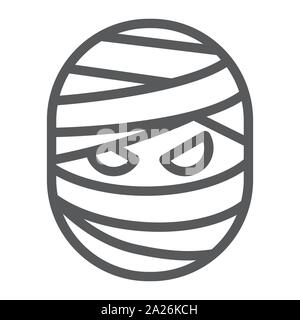 Mumie Symbol Leitung, Halloween und Horror, monster Zeichen, Vektorgrafiken, ein lineares Muster auf weißem Hintergrund. Stock Vektor