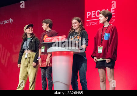 Uma Krieger, eine Jugend Streiks, Vertreter von der Labour Party, Jahresbericht 2019 Conference, Brighton, UK Stockfoto