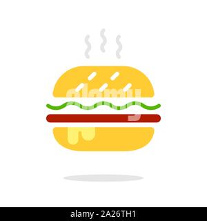 Burger zeichen Symbol im flachen Stil. Hamburger bunte Vektor Illustration auf weißem Hintergrund isoliert. Cheeseburger Geschäftskonzept. Vektor Hamburger Stock Vektor