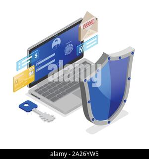 Computer Internet und Schutz personenbezogener Daten Stock Vektor