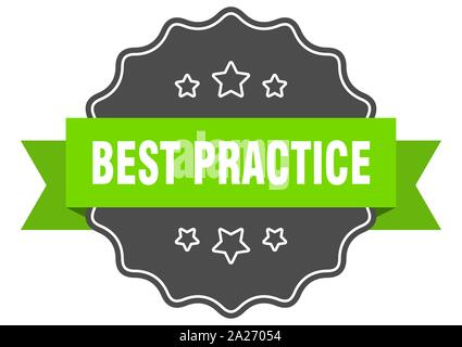 Best practice isolierte Dichtung. best practice Green Label. best practice Stock Vektor