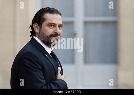 Paris, Frankreich. 30 Sep, 2019. Emmanuel Längestrich empfängt ausländische Staats- und Regierungschefs Tribut an Präsident Jacques Chirac zu bezahlen. Stockfoto