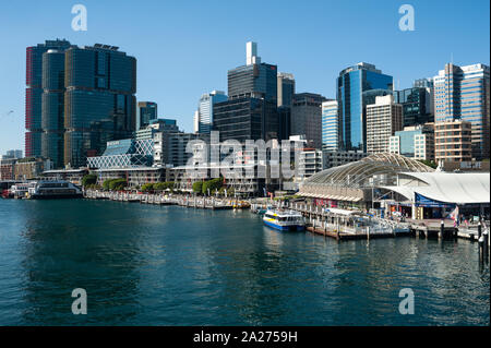 18.09.2018, Sydney, New South Wales, Australien - ein Ausblick auf den Darling Harbour und die Skyline von Sydney's Business District in Barangaroo. 0 SL 180918 D 021 C Stockfoto