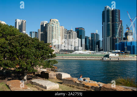 17.09.2018, Sydney, New South Wales, Australien - ein Blick auf die Skyline des Geschäftsviertels mit den internationalen Türme in Barangaroo. 0 SL 180917 Stockfoto