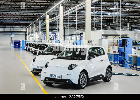 09.05.2019, Aachen, Nordrhein-Westfalen, Deutschland - e.GO Mobile liefert die erste e.GO Life Elektroautos von der Aachener Montagewerk. 00 X 190509 Stockfoto