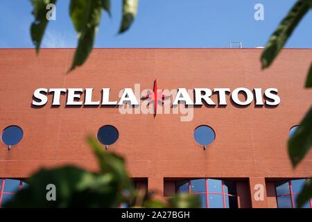 Belgien: Hauptsitz von Stella Artois, eine Marke von Anheuser-Busch InBev, in Leuven. Foto von August 25th, 2019 | Verwendung weltweit Stockfoto