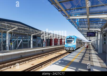 Danzig, Polen - 29. Mai 2019: Bahnhof am Flughafen Danzig (GDN) in Polen. | Verwendung weltweit Stockfoto