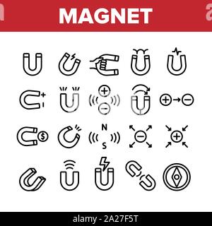 Magnet Power Collection Elemente Symbole Vektor Setzen Stock Vektor