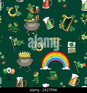 Saint Patricks Day Elemente Muster Stock Vektor