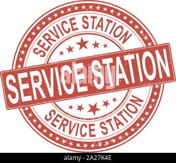 Service Station Vintage Mechaniker Label, Wappen und Logo. Vector Illustration Stock Vektor